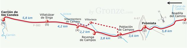 Etap 15 Boadilla del Camino - Carrion de los Condes (25.2 km) Fromista Mieszk.: 1000 Wys.: 783 m.n.p.m. Do Poblacion de Campos: 3.8 km Do Santiago de Compostela: 422.4 km 1.