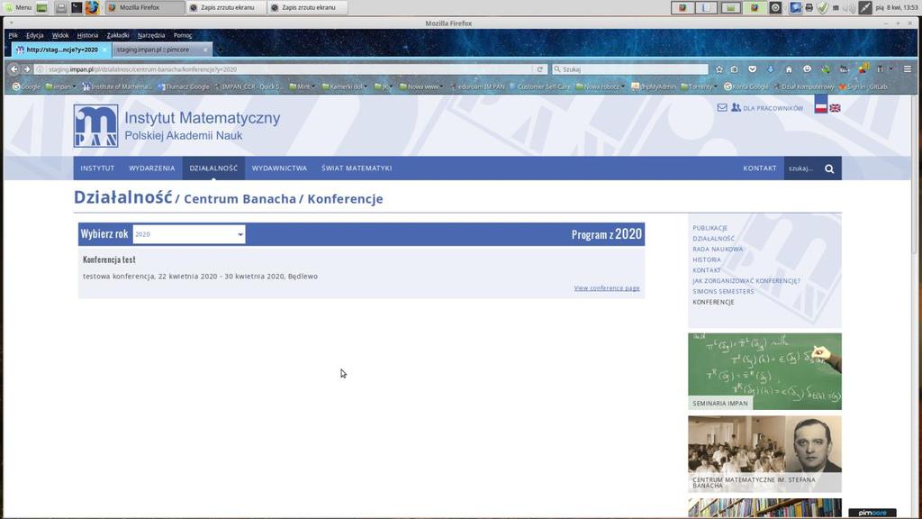 View conference page W polu Adres URL: http://staging.impan.