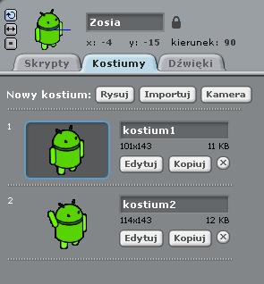 Dodaj teraz do obiektu drugi kostium (jak to