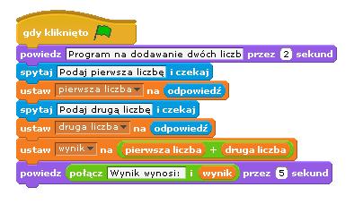 nie musisz pamiętać nazw już wcześniej stworzonych zmiennych. Prophio kontroluje niepowtarzalność nazw zmiennych. Teraz zapoznasz się z działaniem programu wykorzystującego zmienne.