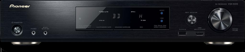 AMPLITUNERY I ZESTAWY AV VSX-S510-K/S 6.2-kanałowy amplituner AV z 6 wejściami i 1 wyjściem HDMI, transmisją sygnału 4K Ultra HD, gniazdem USB, złączem MHL dla urządzeń Android, wzmacniaczem klasy D.