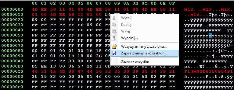4.3.4. Szablony - zapisywanie zmian do pliku Edytowane komórki są wyróżniane innym kolorem.