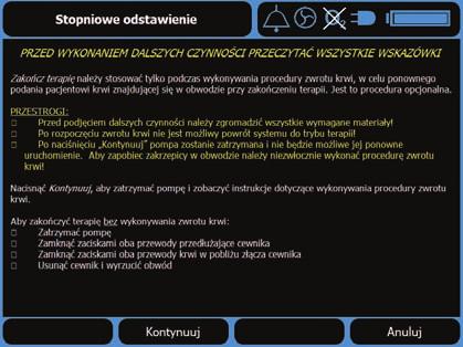 Ustawienia Po zakończeniu zalewania i recyrkulacji pojawi się monit, aby wybrać gaz wentylacyjny.