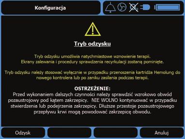 Krok 3 Przeczytać wszystkie ostrzeżenia i nacisnąć klawisz funkcji Odzysk, aby przejść do trybu