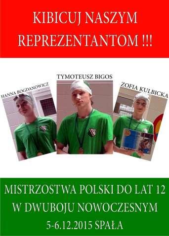 Szczęśliwe kwalifikacje Idąc w ślady swoich starszych kolegów i koleżanek, trójka młodszych reprezentantów wywalczyła kwalifikacje na Mistrzostwa Polski w dwuboju nowoczesnym.