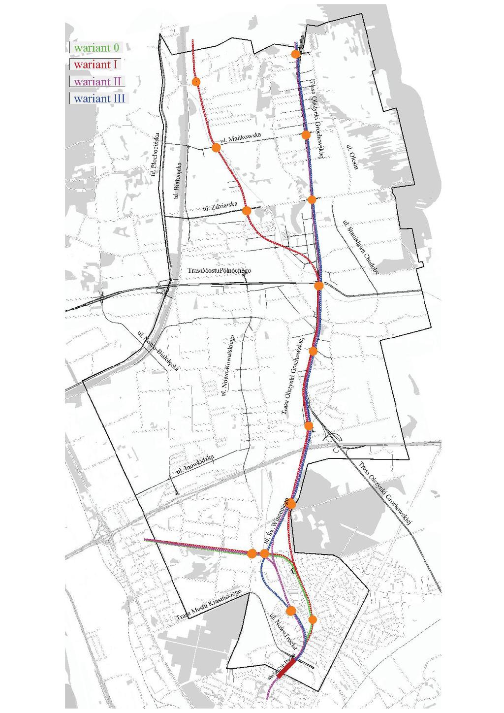 Trasie Olszynki Grochowskiej metro będzie przebiegać na wiadukcie, z jednoczesnym zachowaniem ciągłości ruchu drogowego na Trasie Olszynki Grochowskiej.