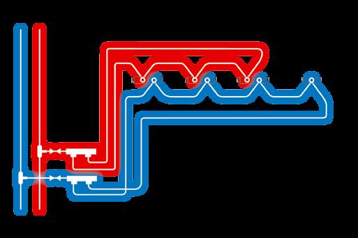 PIPES FOR LIFE System do wody użytkowej i ogrzewania RADOPRESS Cechy charakterystyczne systemu rozdzielaczowego: Mała ilość punktów połączeniowych, występują tylko połączenia z punktem czerpalnym