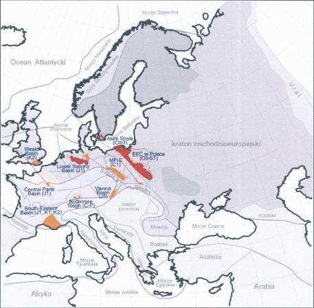 gaz w łupkach w basenach