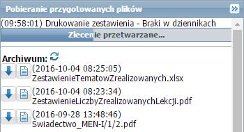 Po otrzymaniu zlecenia przygotowania wydruku rozwija się. Aktualnie przygotowywany wydruk pojawia się na liście na pierwszym miejscu. Postęp prac prezentowany jest pasku.