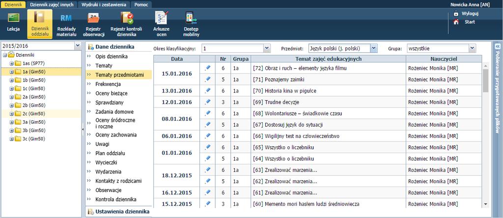 założeniu dziennika oddziału i wprowadzeniu adresów e-mail uczniów i ich opiekunów wychowawca oddziału może wysłać do nich wiadomość powitalną.