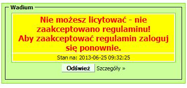 Rys. 72. Dodatkowy komunikat informujący o braku akceptacji regulaminu 3.9.
