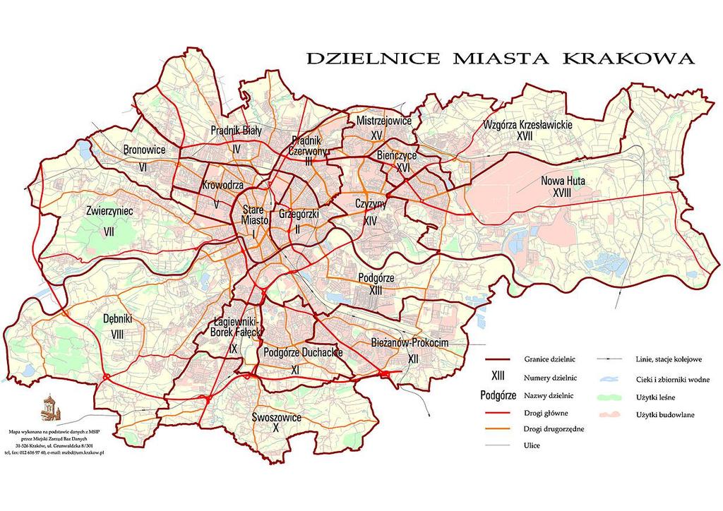 Rozmieszczenie przedszkoli i szkół w poszczególnych dzielnicach Krakowa Na mapach 1-5 przedstawiono rozmieszczenie przedszkoli i szkół (według typów) w poszczególnych dzielnicach Krakowa.