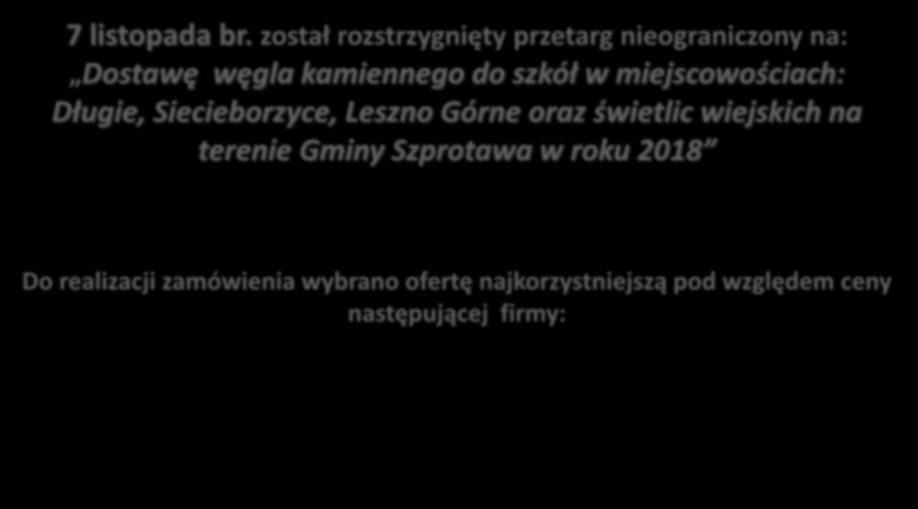 POSTĘPOWANIA PRZETARGOWE 7 listopada br.