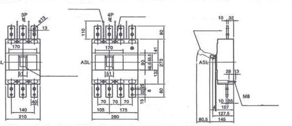 EB2 160/250 A- (L wersja 25kA, S wersja 36kA) Icu/Ics Wyzwalacz 400V(kA) termiczny/magnetyczny EB2 250/3L 200A 3p 200 004671072 3 25/19 0,63-1/