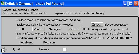 Zmienna 'Kurs EURO' jest zmienną wielomiesięczną uaktualnianą każdego miesiąca - zmienna ta reprezentuje kurs EURO w PLN, np.