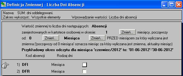 Rys.17. Definicja zmiennej 'SUM: dni oddelegowani.'. Rys.18. Definicja zmiennej 'Godz. oddeleg. Finlandia'. Kolejne 3 zmienne są podsumowaniem wartości wybranych składników wynagrodzenia.