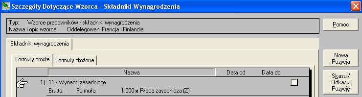 29-31, 10 wcześniej zdefiniowanych składników: 'Wynagrodzenie za oddelegowanie', 'Przychód opodatkowany za oddelegowanie', 'Podstawa ubezpieczeń społecznych za oddelegowanie', '30% diet do