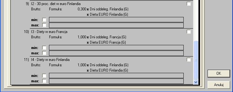 Rys.30. Zakładka 'Formuły złożone' w szczegółach wzorca 'Oddelegowani Francja i Finlandia' - pozycje 5-8. Rys.31.