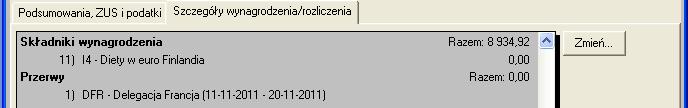 składniki z listy płac na ekranie wprowadzania danych. Rys.34.