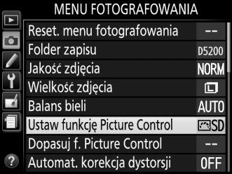 Modyfikowanie ustawień Picture Control Istniejące gotowe i osobiste ustawienia funkcji Picture Control (0 90) można modyfikować pod kątem ich