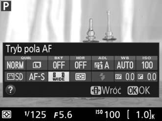 Wybieranie pola AF Sposób wybierania pola AF dla autofokusa różni się w zależności od opcji wybranej dla trybu pola AF (0 95).