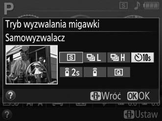 Tryb samowyzwalacza i tryb zdalnego sterowania Samowyzwalacz i opcjonalny pilot zdalnego sterowania (wyzwalania) ML-L3 (0 210) pozwalają fotografowi znajdować się w pewnej odległości od aparatu w