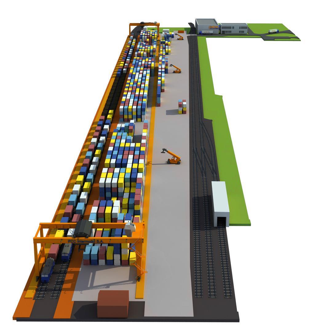 PCC Gliwice Terminal po zakończeniu rozbudowy powierzchnia operacyjna: 50 000 m2 powierzchnia składowa: 2 900 TEU roczne możliwości przeładunkowe terminalu: