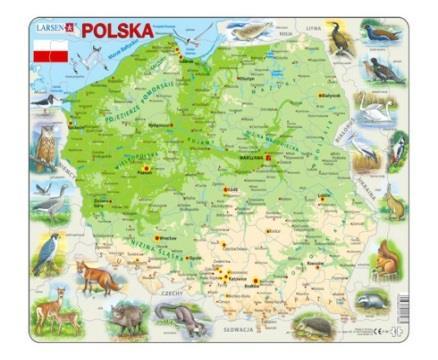 Europa 67,00 23 Duże elementy puzzli z miękkiego tworzywa sztucznego, które w formie zabawy pozwalają na odkrywanie poszczególnych państw i mieszkających tam ludzi. 54 elem.; wym.