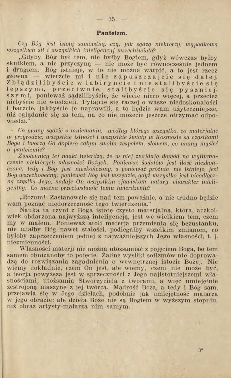 Panteizm. Czy Bóg jest istotą samoistną, czy, jak sądzą niektórzy, wypadkową wszystkich sil i wszystkich inteligencyj wszechświata?