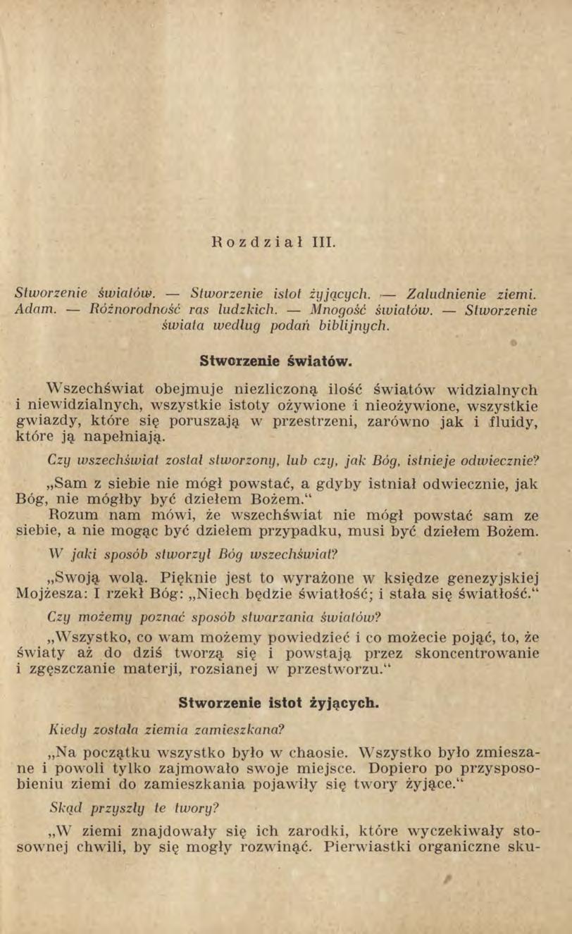 Stworzenie światów. Stworzenie istot żyjących. Zaludnienie ziemi. Adam. Różnorodność ras ludzkich. Mnogość światów. Stworzenie świata według podań biblijnych. Stworzenie światów.