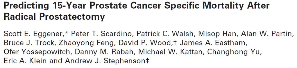The 15-year prostate cancer specific mortality risk was: 0.8% to 1.