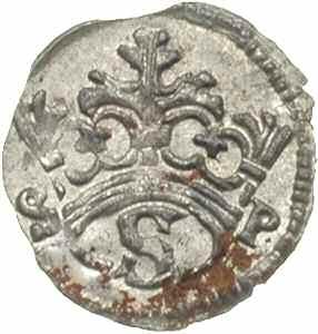 *18. Zygmunt I Stary, denar bez daty, prawdopodobnie z lat 1545-1548, Kraków, Aw: litera S wewnątrz korony i litery S-P (Sigismundus Primus) po jej bokach, Rw: Orzeł w lewo, bardzo rzadka i