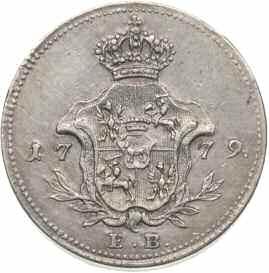 odcinku 1771, wybity w srebrze na grubym krążku 3.33 g.