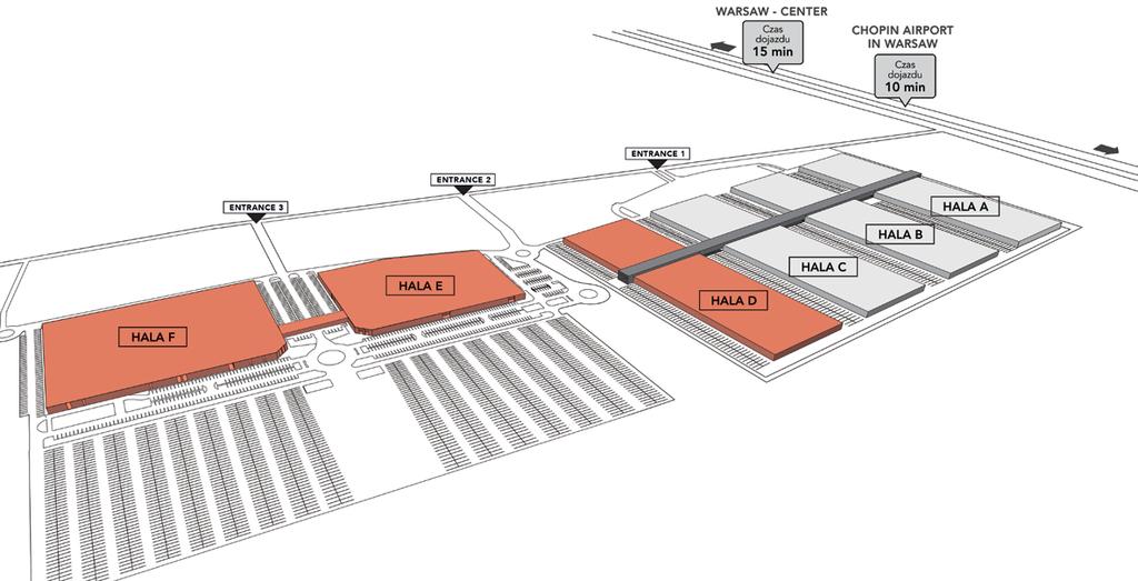 Lokalizacja / LOCATION Ptak Warsaw Expo to największe centrum wystawiennicze w regionie Europy Środkowej, mające 143 000 m² powierzchni wystawienniczej.