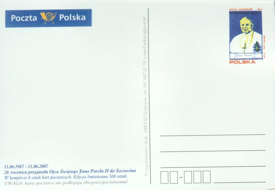 Uwaga: karty pocztowe nie podlegają obiegowi pocztowemu!
