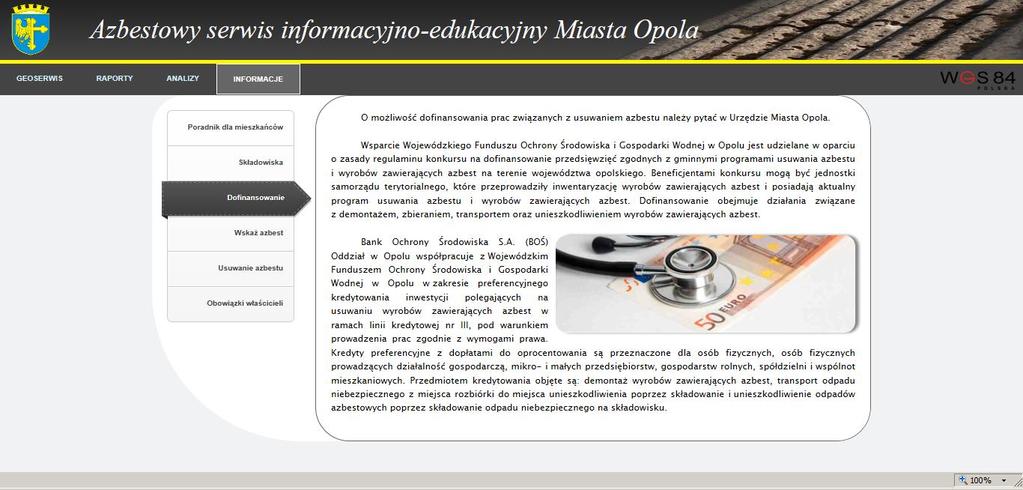 Ryc. 11 (na str. 19) Widok zakładki z poradnikiem dla mieszkańców. Ryc. 12 Widok zakładki Informacje Dofinansowanie.