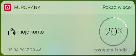 dolnym menu. Widget na urządzenia z system Android oraz ios prezentuje dane w zależności od zdefiniowanych ustawień, które w każdej chwili możesz zmienić.