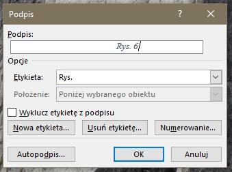 potraktuje ją jako część normalnego tekstu, więc najlepiej przygotować dedykowany styl akapitu (np. bez wcięcia z lewej, wyśrodkowane, z odstępem nad, ale bez poniżej akapitu) i ustawić go na obrazku.
