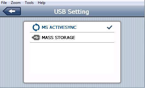 Przed rozpoczęciem instalacji map uruchom GPS i wybierz opcję USB W następnym oknie zaznaczamy MASS STORAGE Teraz