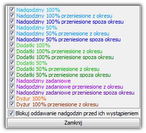 173 Rys. Panel ustawień listy nadgodzin.