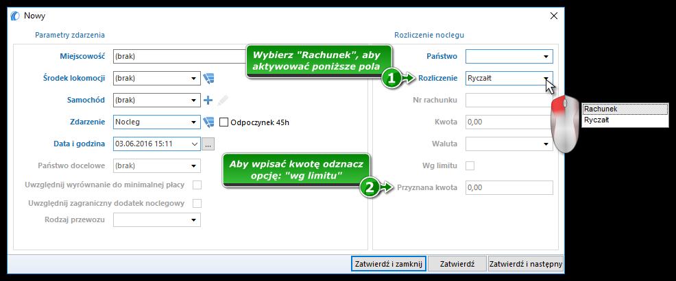 199 za pomocą myszki wskaż prawidłową godzinę rozpoczęcia danego zdarzenia (poz.2 rys. powyżej). Po wskazaniu godziny kliknij powtórnie lewym przyciskiem myszy.