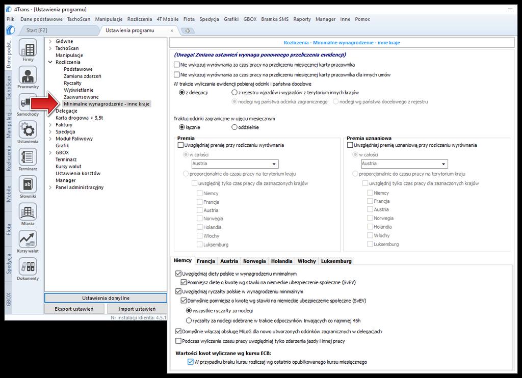 Wiadomości uzupełniające 244 Rys. Okno ustawień programu.