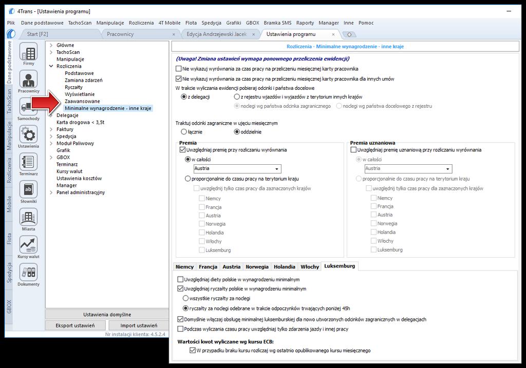 Wiadomości uzupełniające 318 Rys. Okno ustawień programu.