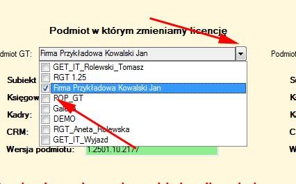 Uwaga nie jest sprawdzana zgodność dodatków (Sfera, Plusy). 4. Klikamy podmień licencję i to wszystko UWAGA!