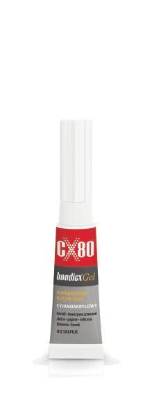 CX80 BONDICX GEL Bardzo mocny, uniwersalny klej cyjanoakrylowy w postaci żelu o wysokiej lepkości.