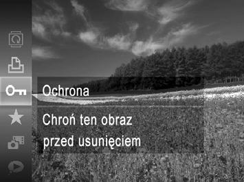 Ochrona zdjęć Zdjęcia Filmy Warto chronić ważne zdjęcia, aby zapobiegać ich przypadkowemu usunięciu za pomocą aparatu (str. 167). Naciśnij przycisk m, a następnie wybierz w menu opcję : (str. 43).