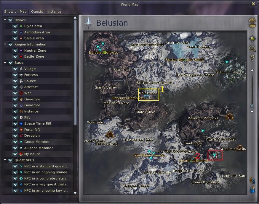 Beluslan - Obóz w lokacji "Malek Pass" 1 Jako że ten obóz jest na terenach Asmodiańskich to bardzo czesto jest on Niebieski gdy ktoś go przejmie lub Czerwony kiedy jest bez opieki kogoś z asmodian.