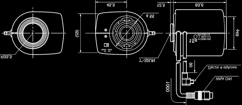 szeroki zakres napięć) Zoom: (-) Tele (+) Wide Ognisk.: (-)Near (+) Far Zoom: ok. 5 s przy ±6 ±12 VDC Ognisk.: ok. 6,5 s przy ±6 ±10 VDC Sterowanie Far 195 ma przy +6 +12 VDC ognisk.