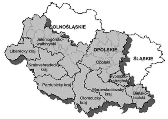 Rys. 4. Obszar działania programu INTERREG IIIA POLSKA-CZECHY [6] Fig. 4. Region of INTERREG IIIA POLSKA-CZECHY program activity 4.
