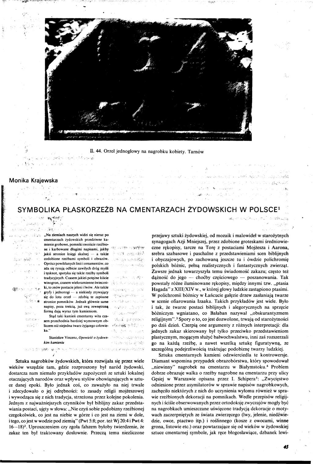 II. 44. Orzeł jednogłowy na nagrobku kobiety.